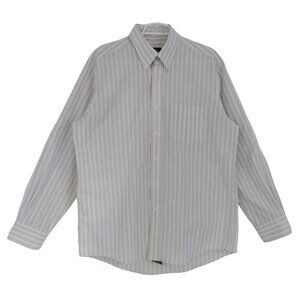 Club Room Men's Cotton Shirt, White and Yellow Striped, Button Down, Size L.